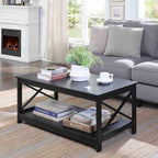 Convenience Concepts Oxford Coffee Table with Shelf, Black