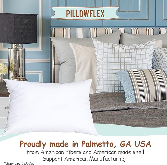 Pillowflex Synthetic Down Pillow Insert - 22x28 Down Alternative Pillow, Ultra Soft Oversized Standard Bed Sleeping Pillow, Large Rectangle Sham - 1 Decorative Pillow Form