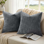 decorUhome Spring Dark Grey Chenille Euro Sham Throw Pillow Covers 24x24 Set of 2 Textured Soft Cozy Slubby Couch Pillow Covers Modern Farmhouse Boho Decorative Pillow Cases for Bed Sofa Living Room
