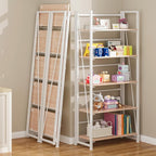 BHG Vintage Multifunctional Folding Bookshelf, No-Assembly Plant Stand Storage Rack Shelves for Home Office (White, 5-Tier)