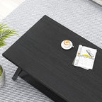 EXCEFUR Black Coffee Table, Modern Wood and Metal Center Table with Storage Shelf, Industrial Rectangle Cocktail Tea Table for Living Room, 47 Inch