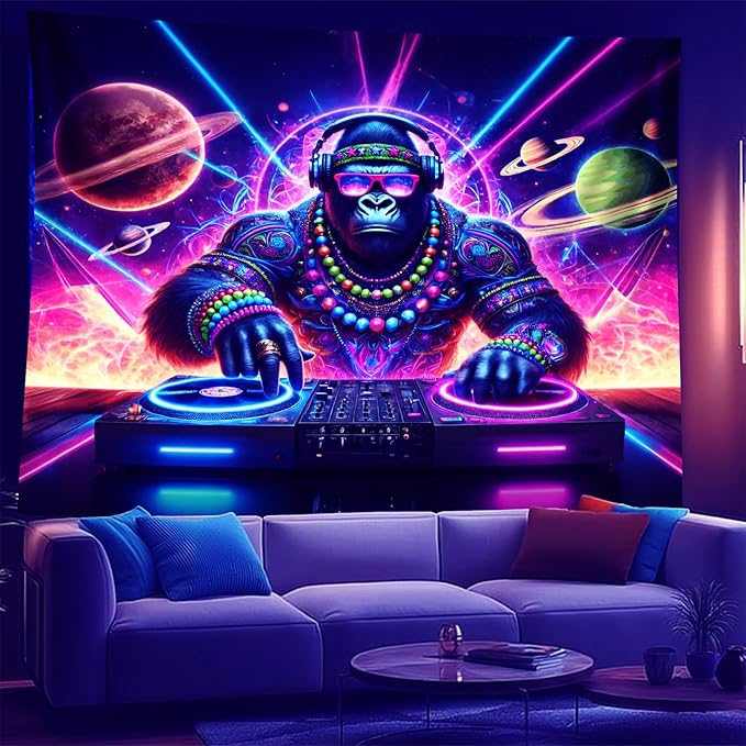 NYZE Astronaut Space Tapestry for Bedroom, Glow in the Dark Room Decor Wall Tapestries, Cool Galaxy Planet Wall Hanging, Wall Hanging for Men Guys Gamer Room Dorm Living Room 79in×59in