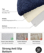 ILANGO Navy Blue Bathroom Rugs 48" × 24" Non Slip & Super Absorbent Extra Thick Soft, Washable Bath Mat for Floor, Microfiber Plush Shaggy Bath Rug with Rubber for Bathtub Shower Room Sink