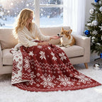 WRENSONGE Christmas Throw Blanket, Red Snowflake Pattern, Soft Cozy Fluffy Warm Throw Blankets for Couch, Sofa, Chair, Bed, Camping, Picnic, Travel Lightweight Bed Blanket - 50"*60"