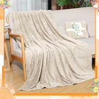 Buryeah 24 Pcs Wedding Flannel Fleece Throw Blanket Bulk with Thank You Card and Ribbon, 50 x 60 in Oeko-TEX Standard 100 Certified Blankets Outdoor Wedding, Guest Party Souvenirs (Khaki)