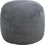 Round Stuffed Pouf Ottoman,Corduroy Foot Rest with Rebound Foam Filled, Furry and Fluffy Foot Stool Ottoman, Floor Poufs for Living Room (Gray, 20" D x 20" W x 15" H)