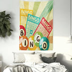 Ambesonne Vintage Tapestry, Bingo Game with Ball and Cards Pop Art Lottery Hobby Celebration Theme, Wall Hanging for Bedroom Living Room Dorm Decor, 40" X 60", Teal Multicolor