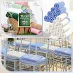 Newwiee 24 Pcs Fleece Throw Blankets Bulk 50'' x 60'' Oeko-tex Standard 100 Certified Spring Outdoor Wedding Guest Blankets Lightweight for Sleepover Donation Lap Pet Sofa Home (Mist Blue/White)
