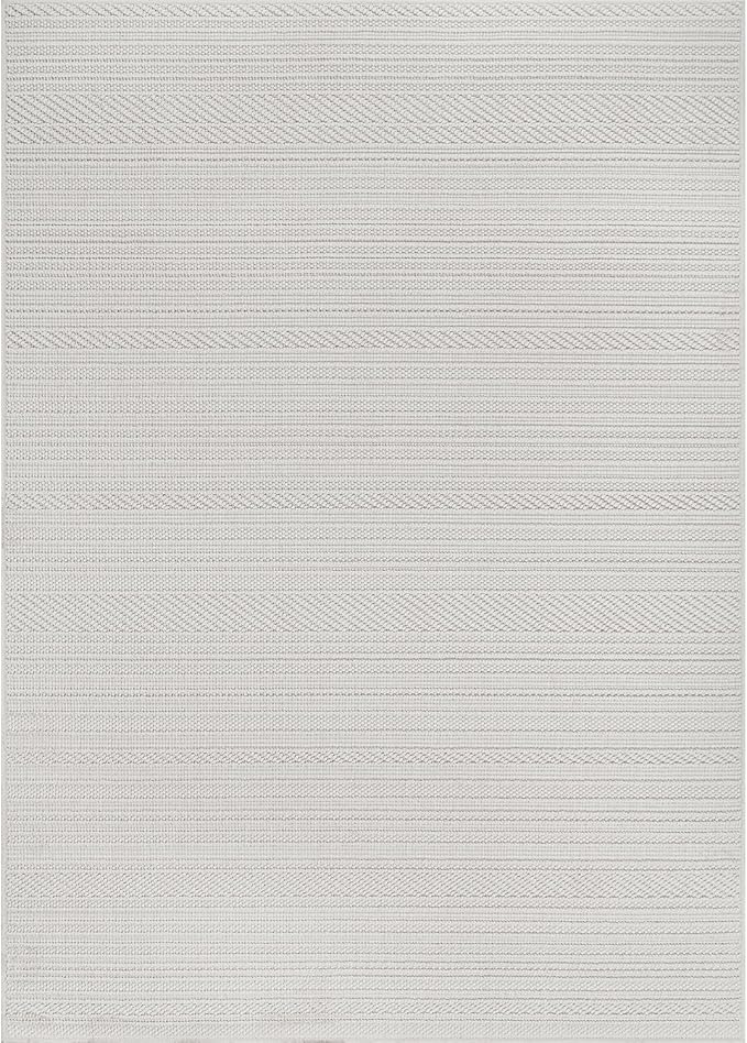 Micro Loop Indoor Rug White 10x14 Boho Geometric Neutral Area Rugs for Living Room Soft Luxury Modern Low and High Pile Durable Stain Resistant Non-Shedding Indoor Area Carpet 10 x 14