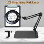 15X Magnifying Glass Desk Lamp, LED Desk Lamp with Base and Clamp, 5 Color Mode, 10 Stepless Dimmable, 84 Leds, 4.2" Diameter Real Glass Lens Magnifying Glass Lamp for Reading Close Work Repair Sewing
