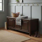 SIMPLIHOME Connaught Entryway Storage Bench - 51 inch Wide Solid Wood Storage Trunk Seat in Dark Kona Brown, Traditional Bench for Entryway or Living Room with Lift-Up Lid and Decorative Moulding