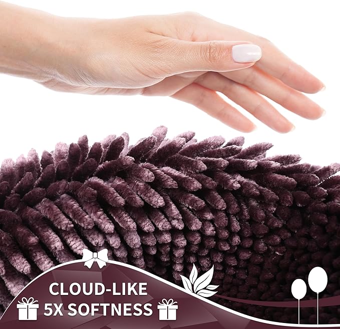 Yimobra Large Bathroom Rug Non Slip 36x24 Inch, Extra Thick Soft Absorbent Chenille Bath Mat, Machine Washable Bath Rugs for Bathroom Floor, Tub and Shower, Home Decor Accessories, Purple Grey