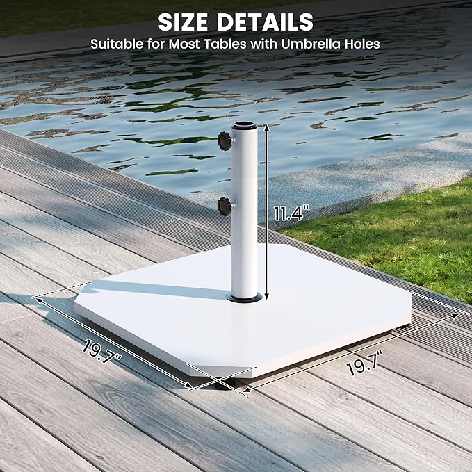 Sundale Outdoor Umbrella Base 40lbs with Stainless Steel Umbrella Tube, Heavy Duty Steel Umbrella Stand, White