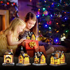 Christmas Decorations Village House Decor Xmas Lantern Decorative Resin House Collectible Buildings Figurine De Navidad Decoración with LED Light