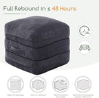 HIGOGOGO Pouf Ottoman Stuffed Square Modern Foam Filled Foot Rest Poufs 20 X 18 Inches Modular Ottomans Separated Into Floor Cushions for Living Room Chair Decorative Stool, Dark Grey