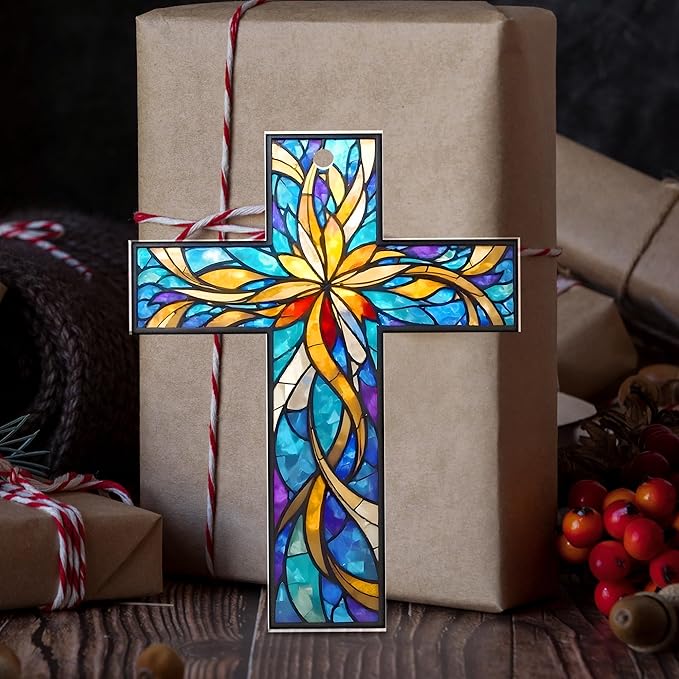FLAGWIX Christmas Christian Gifts for Women Faith - Acrylic Ornaments 2025 for Tree Decorations - Cross Christmas Ornament, Catholic Spiritual Religious Gifts for Mom Grandma, Christian Gift Ideas