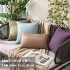 MIULEE Pack of 2 Decorative Outdoor Solid Waterproof Throw Pillow Covers Christmas Euro Sham Faux Linen Garden Farmhouse Cushion Cases for Patio Tent Balcony Couch Sofa 26x26 Inch Dark Green