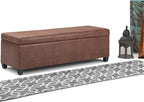 SIMPLIHOME Avalon Storage Ottoman Bench - 48 inch Wide Upholstered Vegan Leather Rectangular Lift-Top Ottoman in Distressed Umber Brown, Contemporary Bench for Living Room with High-Density Foam