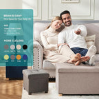 BRIAN & DANY Ottoman with Storage, Small Storage Ottoman for Dorm, Linen Folding Ottoman Foot Stool with Legs for Living Room and Bedroom, 15"x15"x15" - Beige