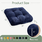 Washable Floor Pillow Cushion for Adults, Meditation Cushion Pillow, Large Square Floor Sitting, Removable Tufted Corduroy Cover, for Tatami Living Room or Yoga, 22x22 Inch, 2Pack, Machine Washable
