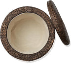 Casafield 17" Round Storage Ottoman with Lid - Espresso, Handwoven Water Hyacinth Footstool for Living Room, Bedroom, Bathroom, Home Office