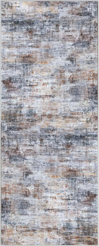 IOHOUZE Abstract Runner Rug 2x5 Ft Washable Runners for Hallways, Non Slip Kitchen Runner Soft Printed Faux Wool Entryway Runner Indoor, Modern Abstract Floor Carpet for Hall Bedroom, Orange Grey