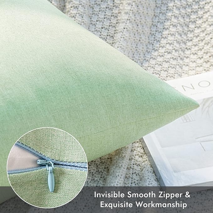MIULEE Pack of 2 Decorative Outdoor Solid Waterproof Throw Pillow Covers Spring Faux Linen Garden Farmhouse Cushion Cases for Patio Tent Balcony Couch Sofa 20x20 Inch Sage Green