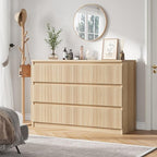 Oak 6 Drawer Dresser for Bedroom, Modern Fluted Dresser, Bedroom Dressers with Drawers, Large Double Wooden Chest of Drawers for Living Room, Hallway