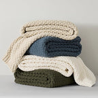 EVERGRACEHOME Chunky Chenille Knit Throw Blanket for Couch, Soft Luxurious Moss Stitch Blankets for Bed, Cozy Decorative Farmhouse Knitted Throws for Sofa, Olive Green, 50" x 60"