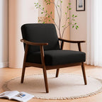 Accent Chair with Microfiber Upholstery and Solid Wood Frame, Classic Mid-Century Modern Living Room Furniture for Extra Seating, Black