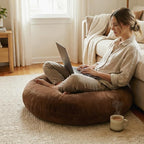 Codi Large Meditation Cushions – Round Floor Pillows for Adults with Removable Washable Cover, Soft and Supportive Floor Cushion for Yoga, Seating and Dog Bed, 32 inch - Coffee