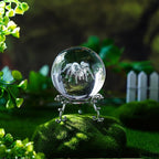 HDCRYSTALGIFTS 60mm 3D Spider Crystal Ball Halloween Decor with Stand 3D Laser Engraved Tarantula Animal Figurine Prop Decorative Glass Full Sphere Table Paperweight