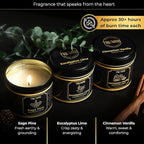 Candle Gift Set Of 3 Sage Pine|Cinnamon Vanilla|Eucalyptus Lime Highly Scented Soy Candels Clean Non Toxic Velas Aromáticas Favors For Women Coworkers Friends Guests Also For Diwali Christmas Holidays