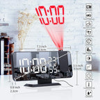 Projection Alarm Clock for Bedroom Ceiling Digital Clock Radio with USB Charger Ports 180° Rotatable Projector, 12/24H,Snooze,Dual Loud Alarm Clock (Black)