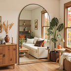 Full Length Mirror, 72"x44" Arched Full Body Mirror, Oversized Floor Mirrors, Leaning Free Standing Mirrors, Hanging Mounted Large Mirrors for Bedroom Dressing Room, Cloakroom, Black