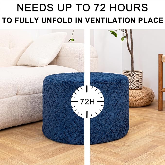 Plush Multi-Functional Ottoman Pouf – Ergonomic Ottoman Foot Rest with Space-Saving Design, Perfect Under Desks, Couches & Sofas (Navy Blue)