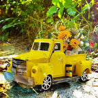 Sunflower Metal Truck with Artificial Flower Vintage Farm Pickup Farmhouse Tabletop Tiered Tray Decor, Rustic Farmhouse Decor for Table Top Decor Home Kitchen(Yellow)