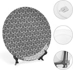 XISUNYA 7 Inch Decorative Plate, Victorian Dinner Plate, Antique Ancient Swirls and Flowers Print Ornament Display Plate Decor Accessory for Dining, Parties, Wedding, Black and White