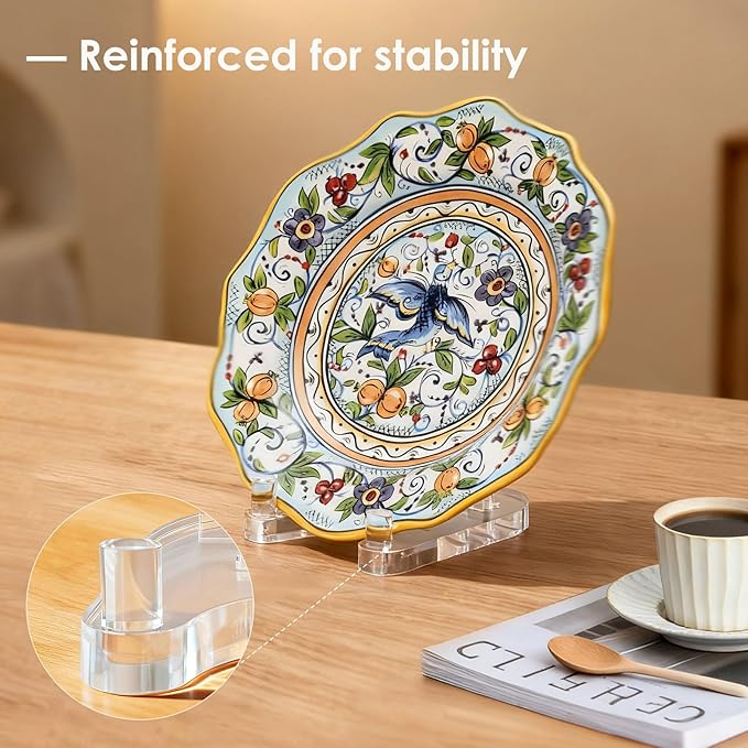 2 Pack Acrylic Easel Display，Plate Stand for Display，Adjustable Clear Display Holder for 4" to 8" Platter, Book, Card, Frame, Picture, Artwork, Plaque ( Small-2pcs 4"-8")