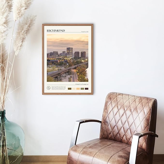 StudioUBILA Richmond Wall Art Poster, Decorative Cityscape Landscape Art Prints, Home Decor Wall Art Print for Bedroom Living Room Kitchen Decorations, Unframed