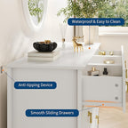 GarveeHome Fluted Dresser for Bedroom, 54 Inch Wide 7-Drawer Wood Dresser, Modern Chest of Drawers, Storage Organizer Cabinet for Living Room, Hallway, Entryway, White