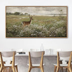 Vintage Wall Art for Living Room Farmhouse Wall Art, Country Wall Decor, Deer Art - Rustic Nature Canvas, Large Landscape Pictures for Bedroom Framed Artwork for Walls 29×58IN