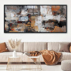 Wall Art for Living Room - Abstract Canvas Wall Decor, Modern Minimalist Painting in Black and White - Framed pictures for Bedroom, Office Artwork, Brown Bedroom Wall Decor Above Bed 31×70IN