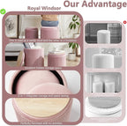 Royal Windsor Round Ottoman with Storage Set of 2,Vanity Stool with Storage for Bedroom, Ottoman Coffee Table,Small Velvet Foot Stool for Living Room, Pink