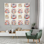 VUMIVI Watercolor Flower Cat Tapestry Colorful Cartoon Cute Animals Butterflies Abstract Art Print Tapestry Wall Hanging for Living Room Bedroom Dorm Classroom Aesthetic Decor W60xL50in