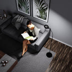 JKSWT LED Floor Lamp, 3 Brightness Levels Eye-Caring Dimmable Standing Reading Lamp 4000K Colors temperatures with Adjustable for Living Room Bedroom Reading - Black