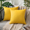 MIULEE Pack of 2 Decorative Outdoor Solid Waterproof Throw Pillow Covers Faux Linen Garden Farmhouse Cushion Cases for Summer Patio Tent Balcony Couch Sofa 16x16 Inch Mustard Yellow
