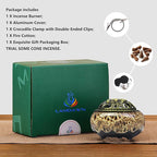 Incense Burner with Calabash Incense Stick Holder - Porcelain Charcoal Censer for Use with Resin Granular Powder Cone or Coil Incense (New Fambe Gray)