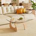 Coffee Tables Glass Small Farmhouse Coffee Table Mid-Century Modern Wood Center Table for Living Room, Original Transparent, 45 Inch