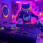 NYZE Wolf Tapestry for Bedroom, Music Wall Tapestry, Party Decor Glow in the Dark Room Decor Tapestries, Cool Galaxy Planet Wall Hanging, Wall Hanging for Room Dorm 79in×59in